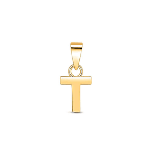 Colgante inicial T con baño de oro