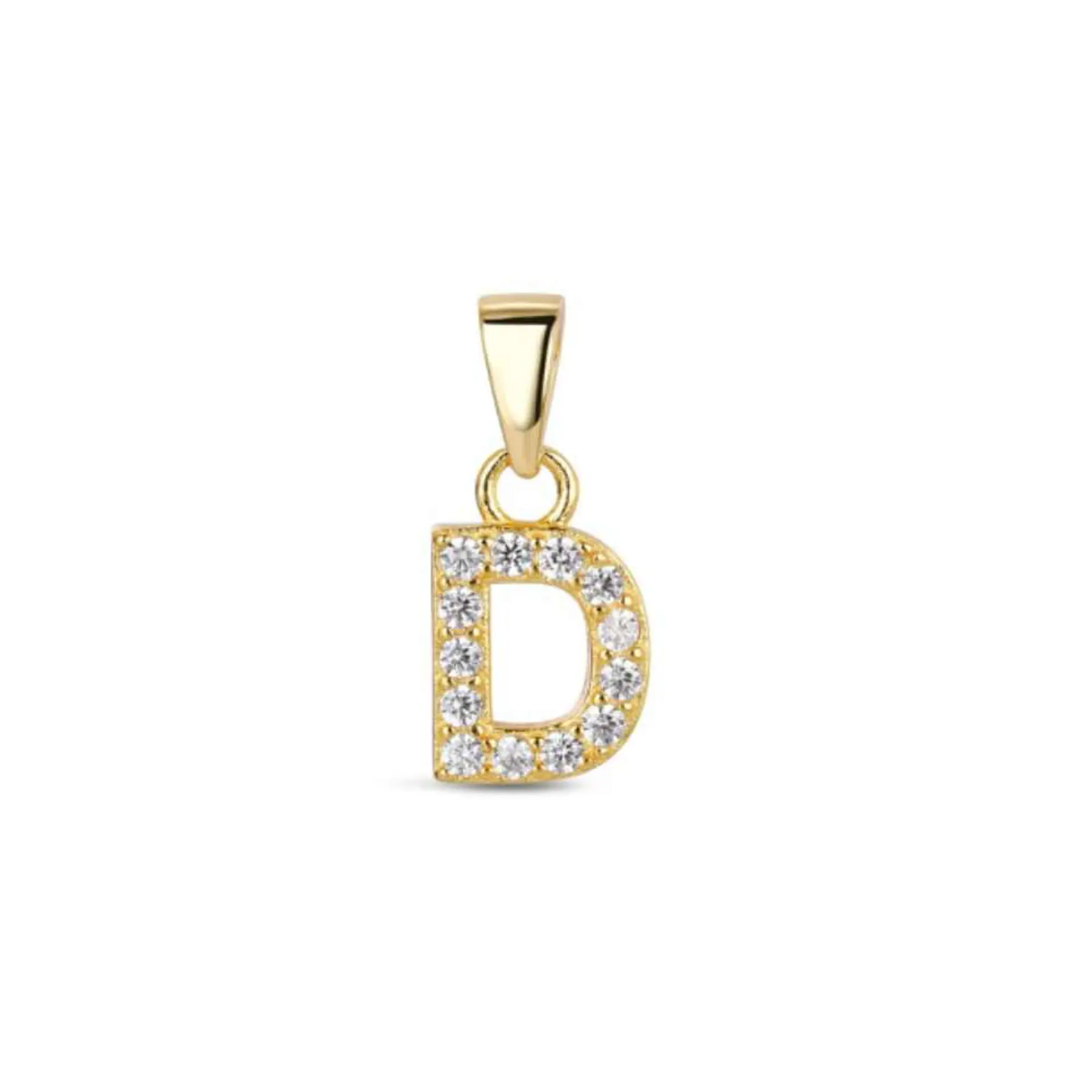Colgante inicial D con baño de oro y circonitas 1