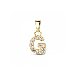 Colgante inicial G con baño de oro y circonitas