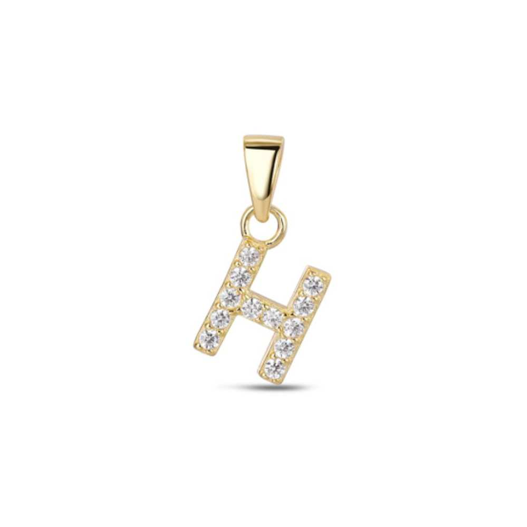 Colgante inicial H con baño de oro y circonitas 1