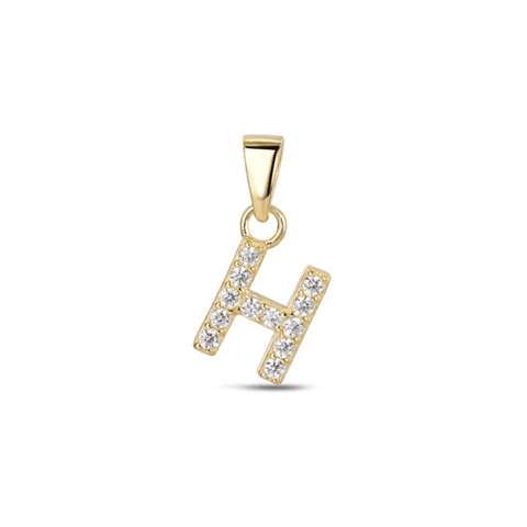 Colgante inicial H con baño de oro y circonitas