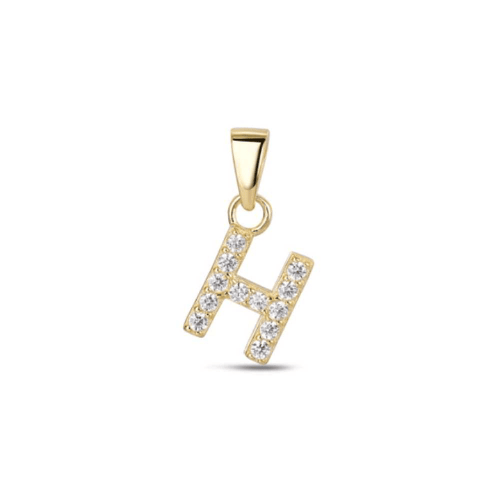 Colgante inicial H con baño de oro y circonitas 1