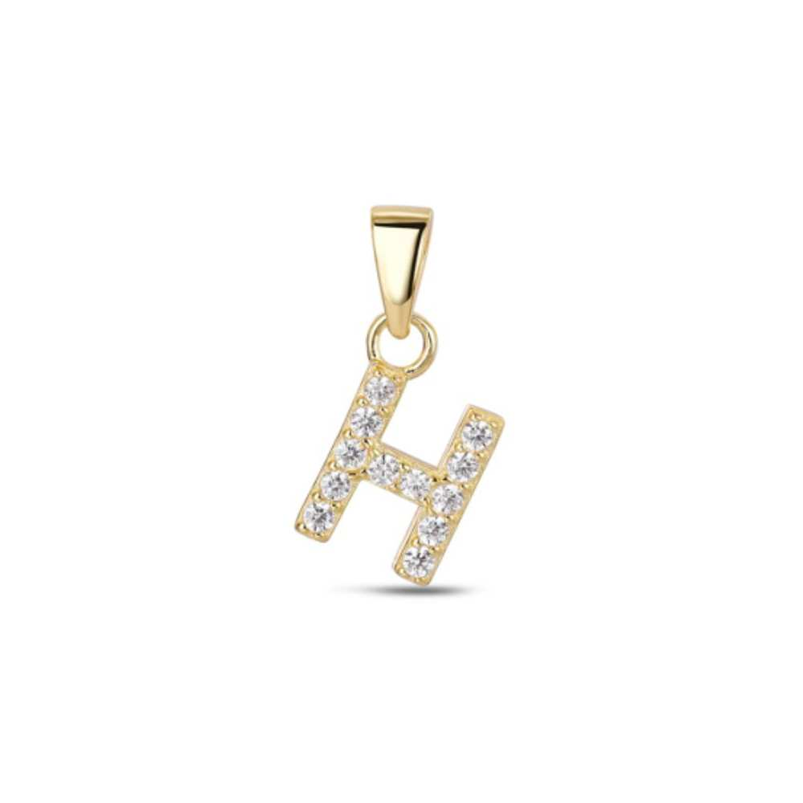 Colgante inicial H con baño de oro y circonitas 1