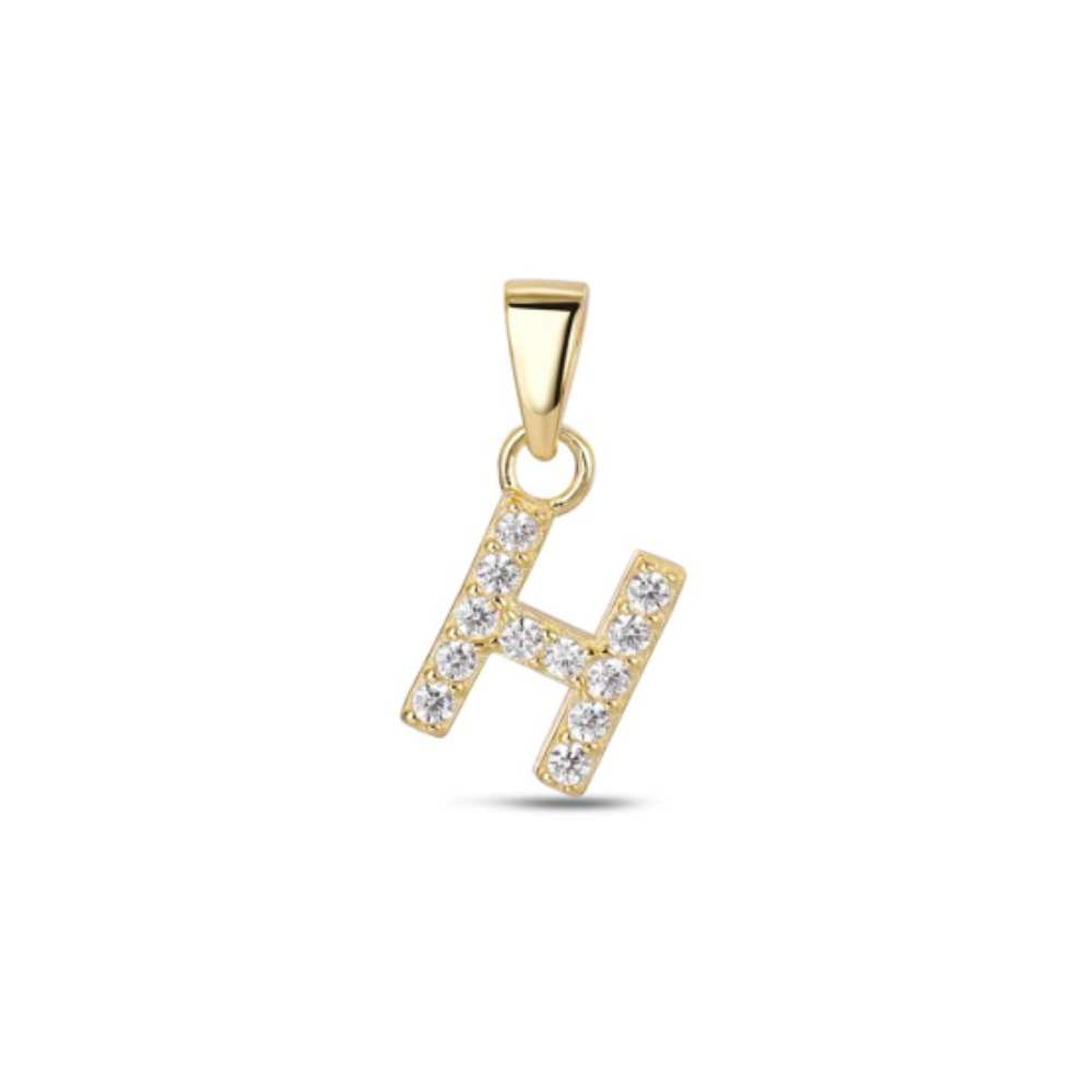 Colgante inicial H con baño de oro y circonitas 1