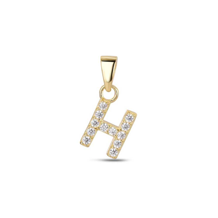 Colgante inicial H con baño de oro y circonitas 1