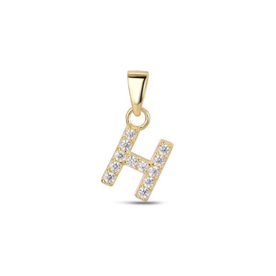 Colgante inicial H con baño de oro y circonitas 1