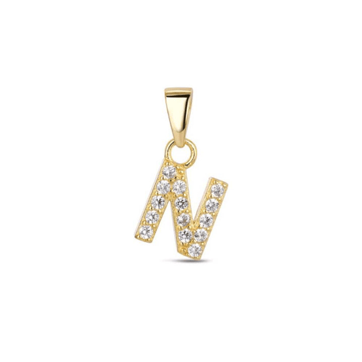 Colgante inicial N con baño de oro y circonitas 1