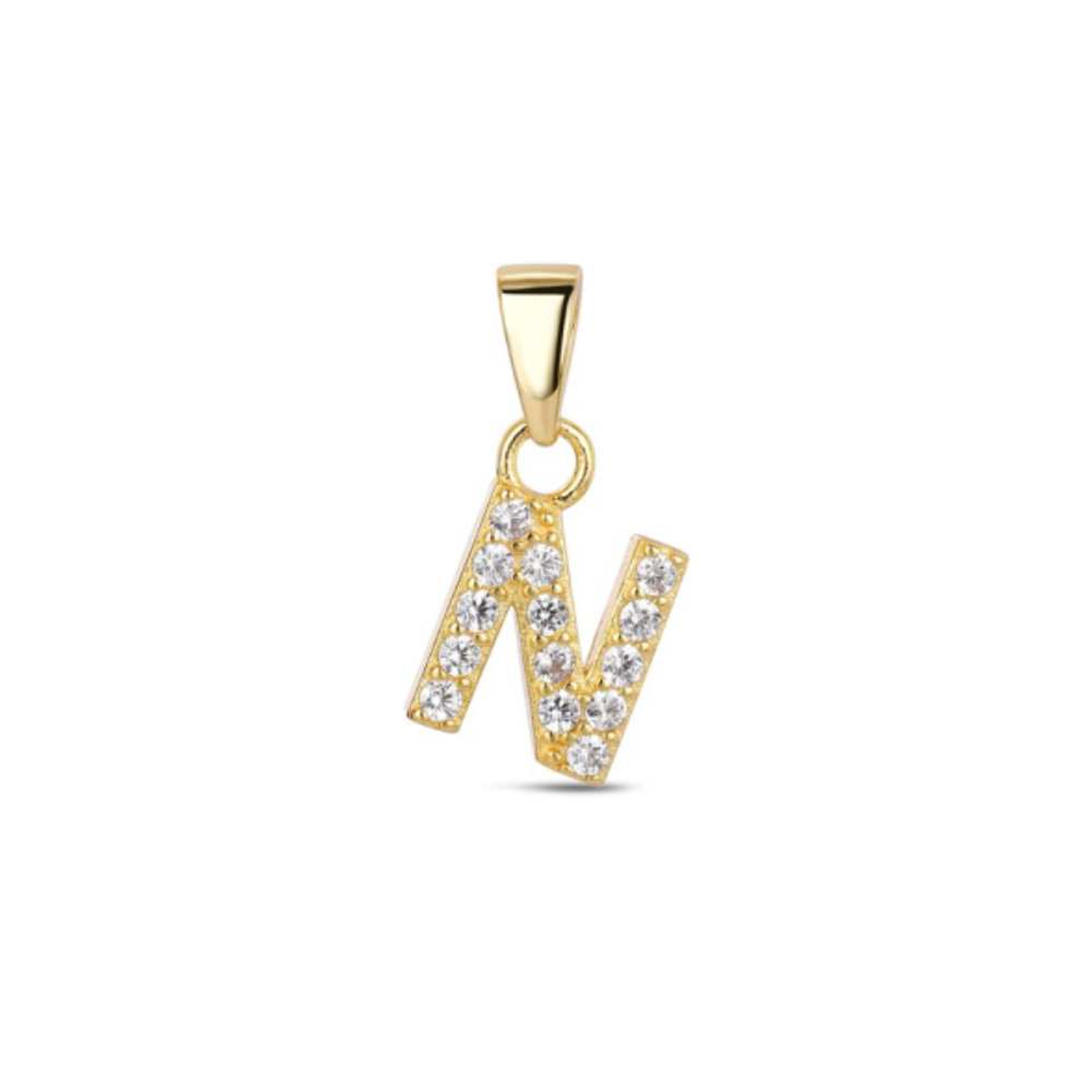 Colgante inicial N con baño de oro y circonitas 1