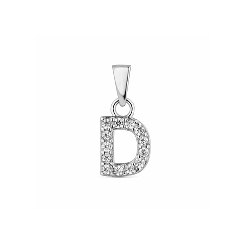 Colgante inicial D plata con circonitas