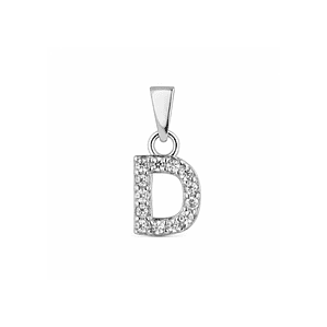 Colgante inicial D plata con circonitas