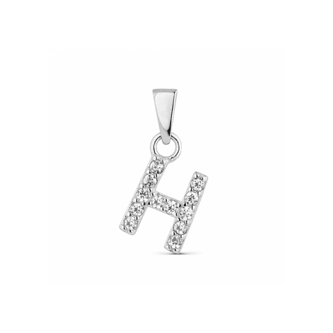 Colgante inicial H plata con circonitas