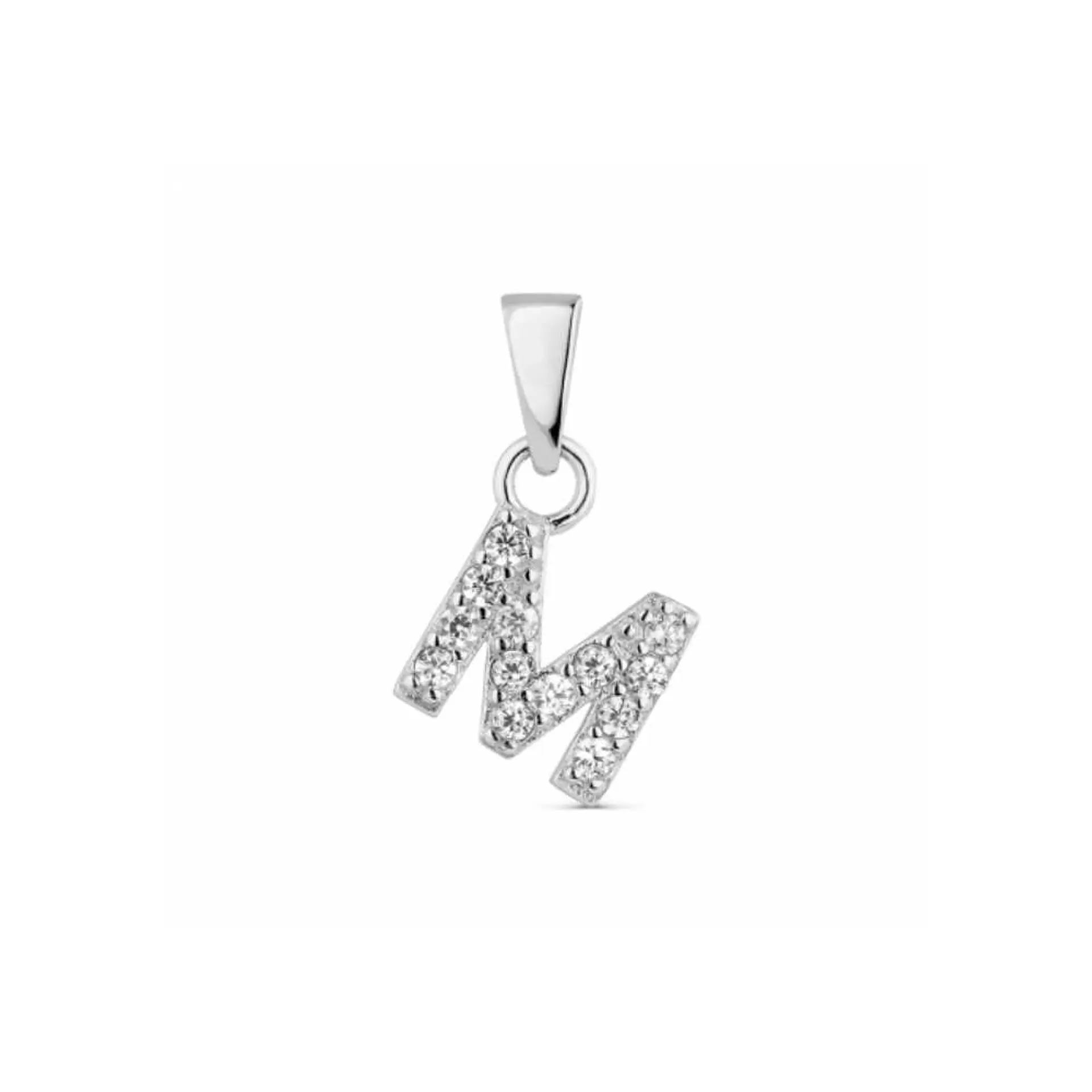Colgante inicial M plata con circonitas 1