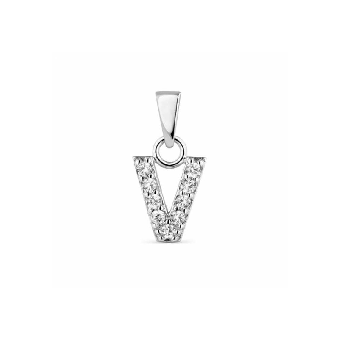 Colgante inicial V plata con circonitas 1