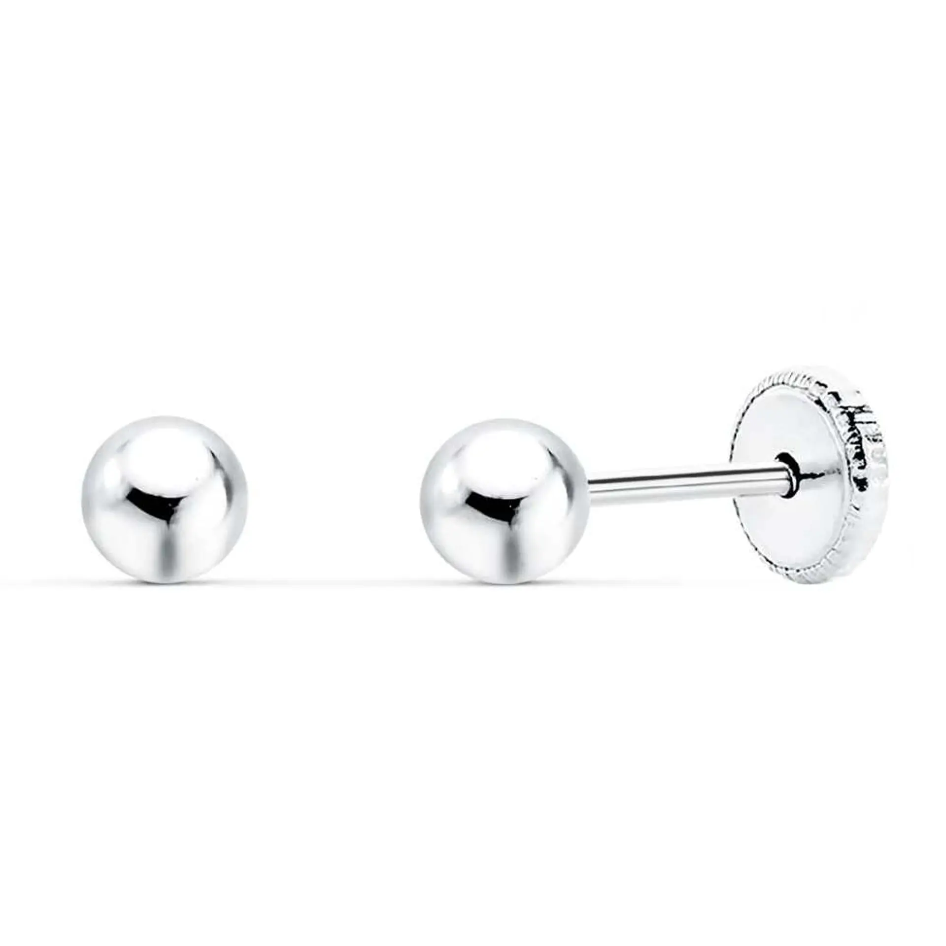 Pendientes oro blanco bola lisa  1