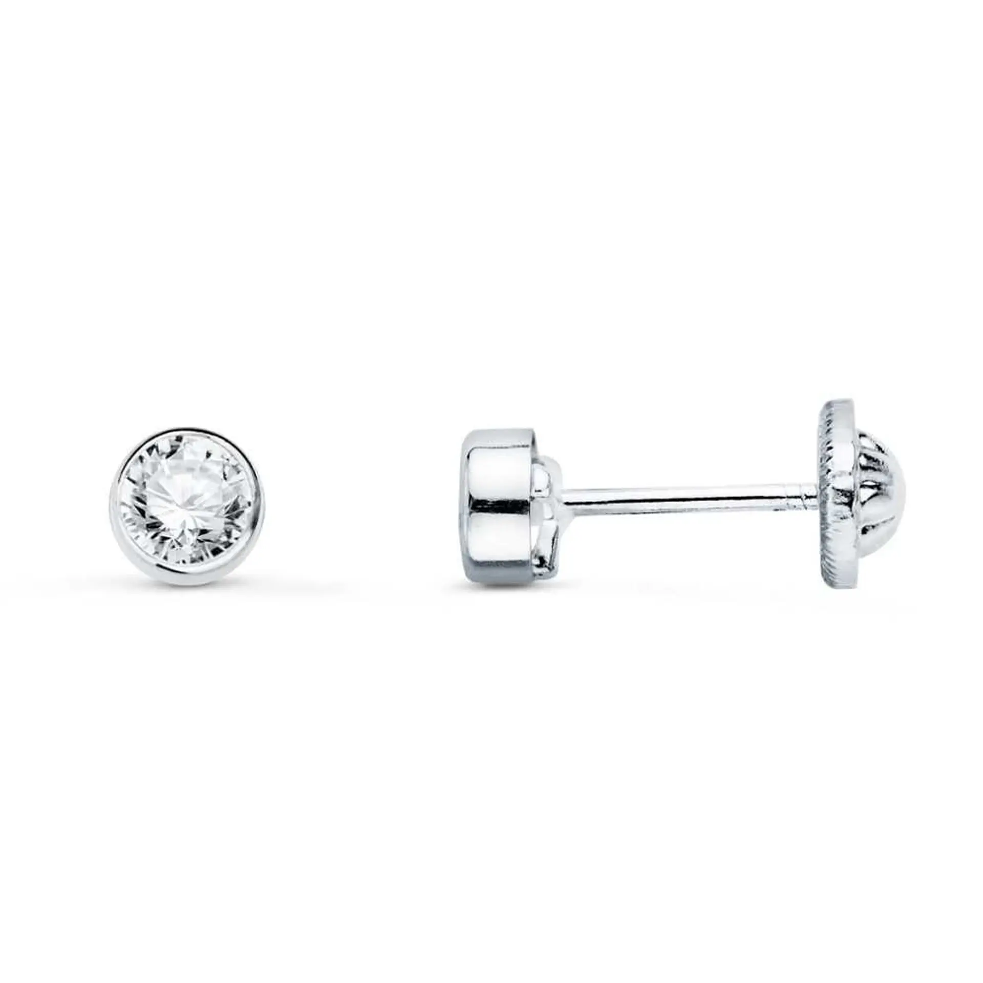 Pendientes oro blanco y circonita  2
