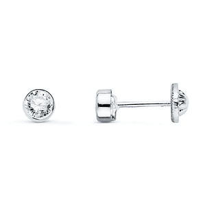 Pendientes oro blanco y circonita 