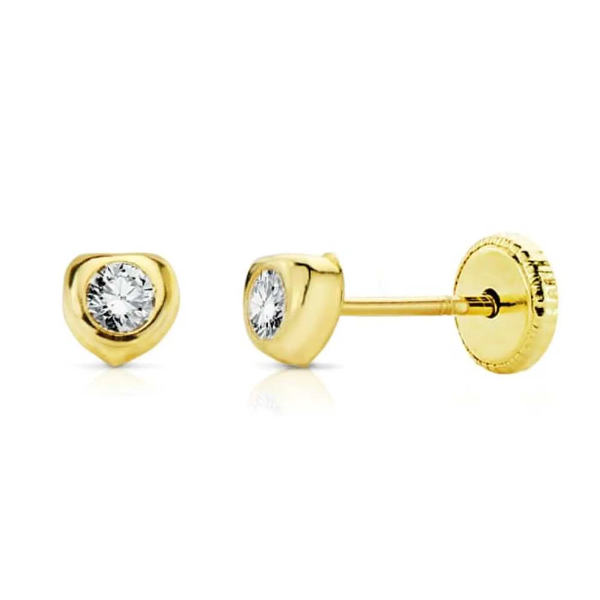 Pendientes de Oro corazón y circonita  2
