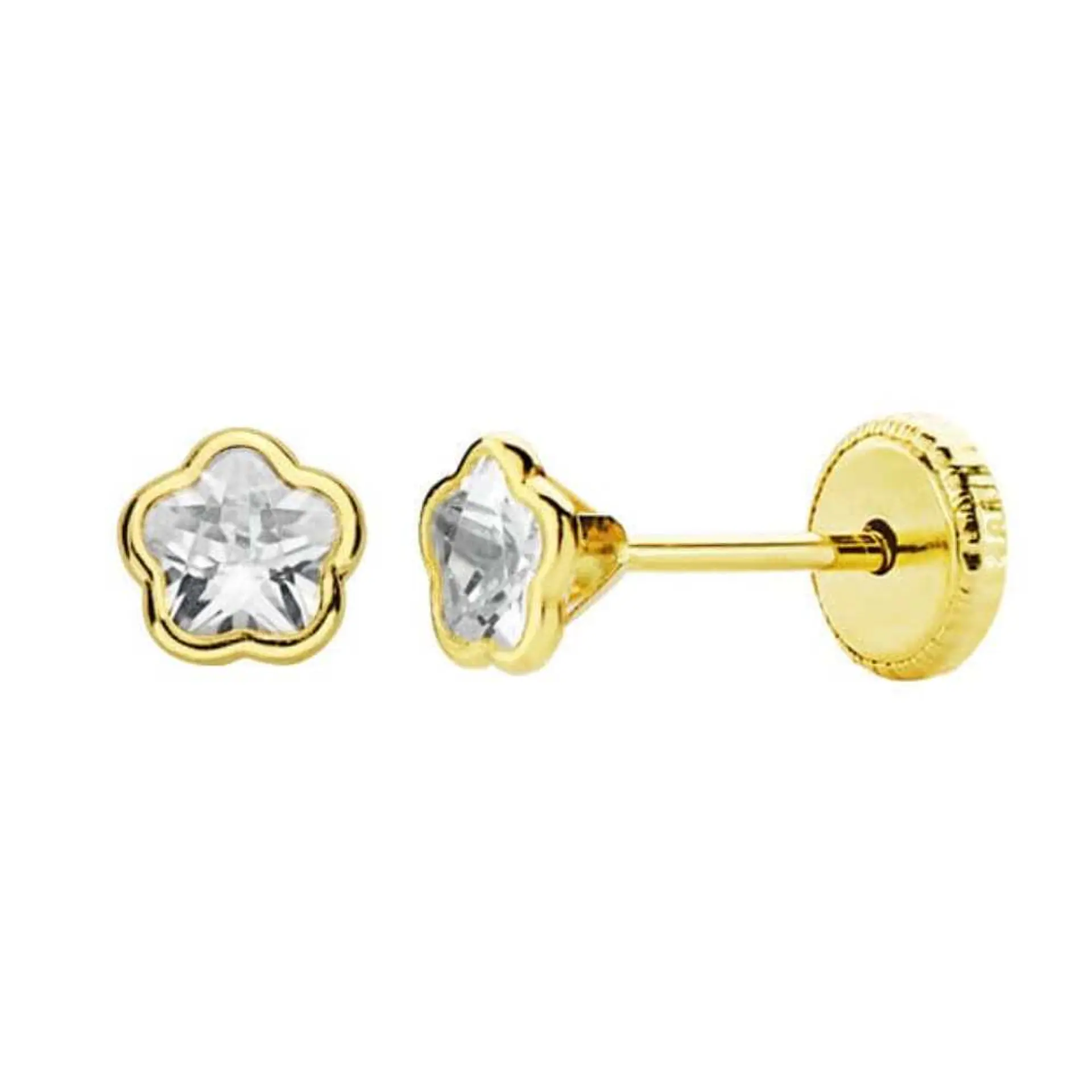 Pendientes Oro 18k amarillo flor  1