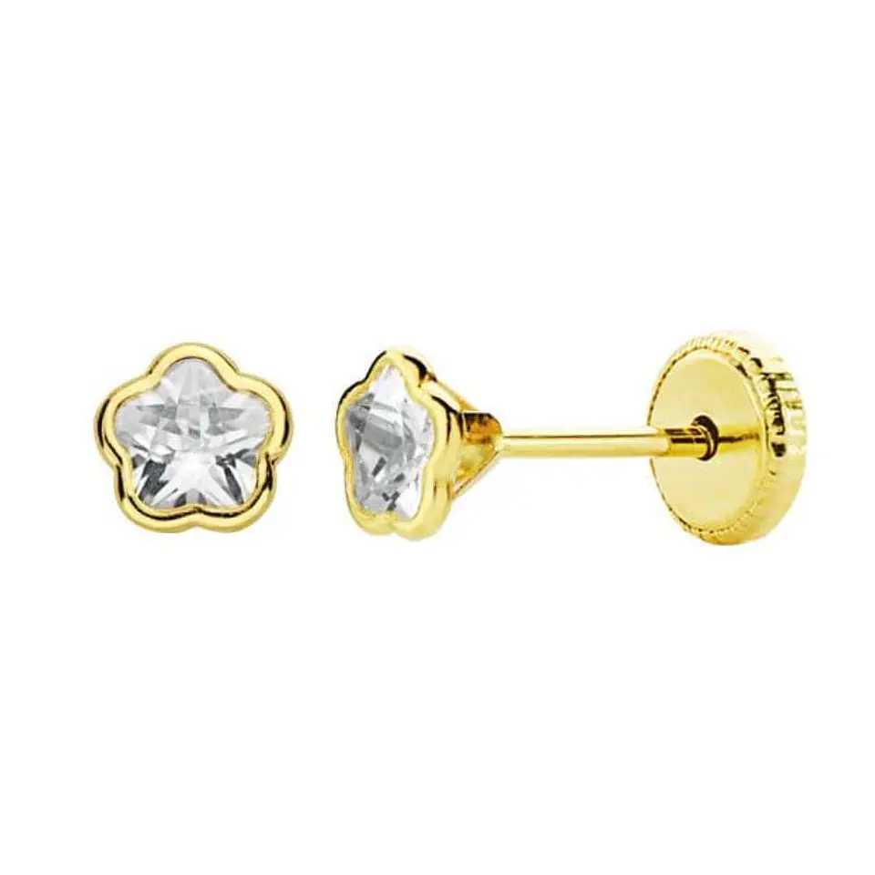 Pendientes Oro 18k amarillo flor  1