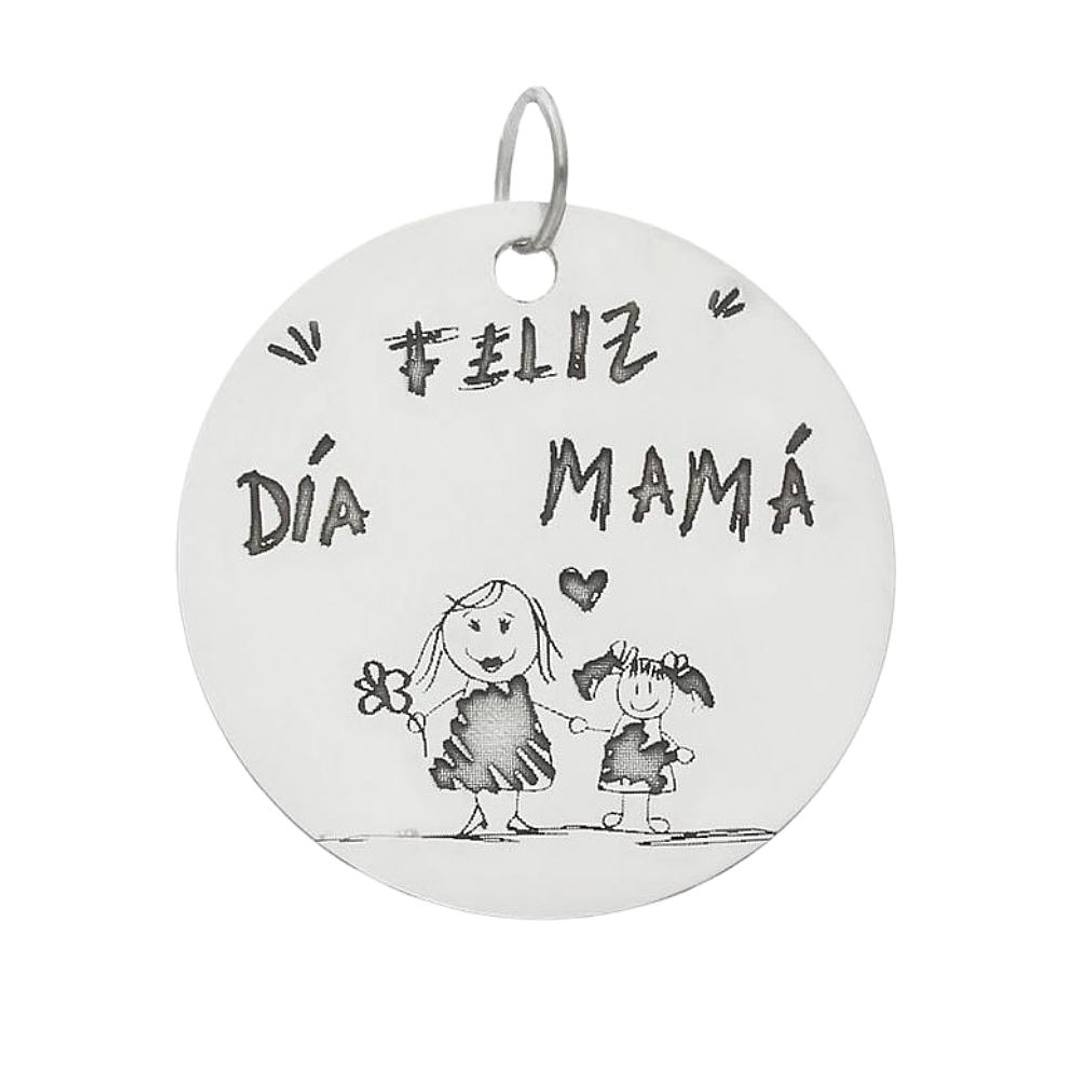 Colgante feliz día mamá plata  1