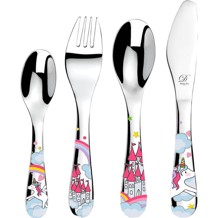 Cubiertos infantiles unicornio  1