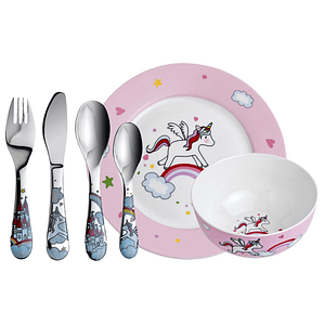 Set de vajilla de porcelana seis piezas unicornio