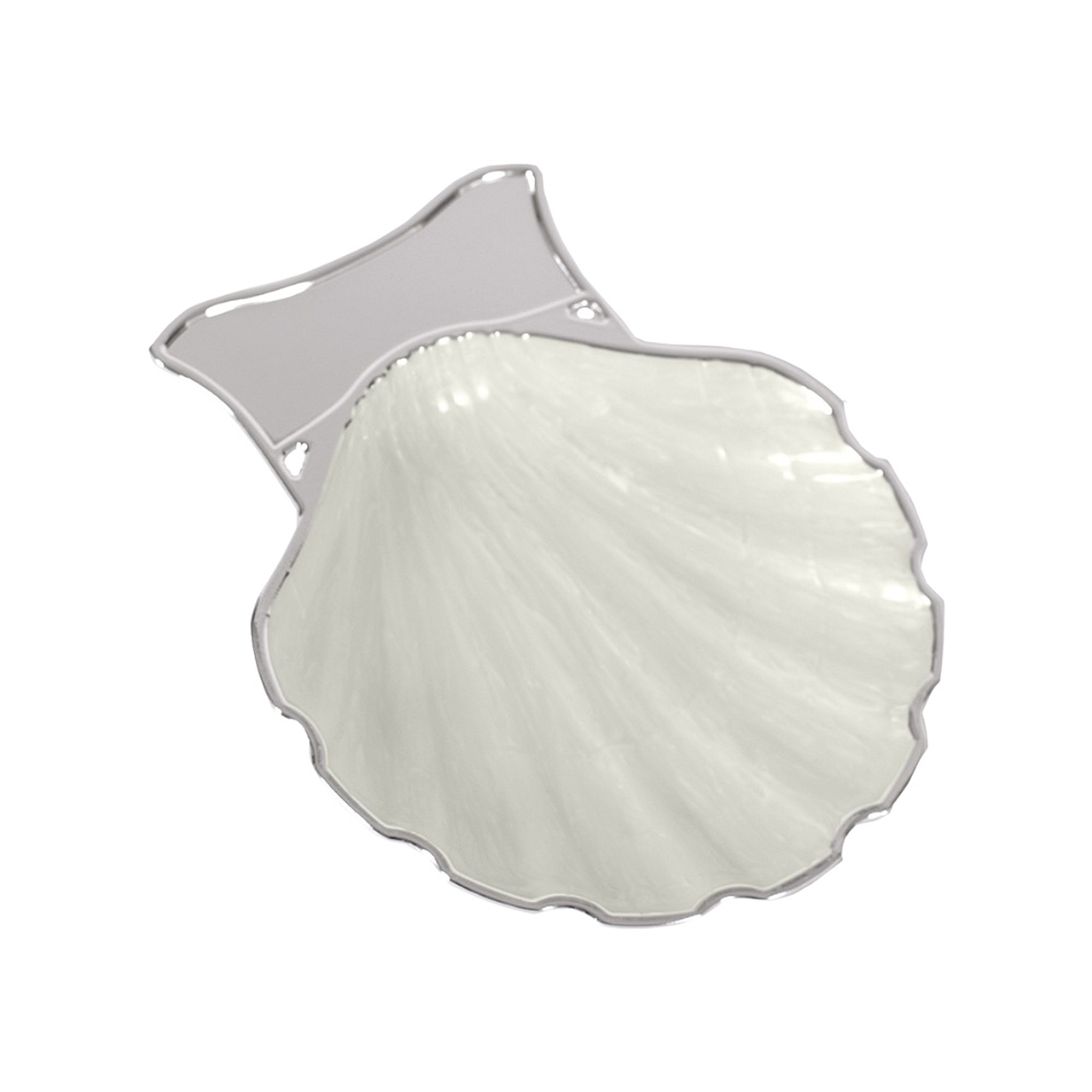 Concha de bautismo metálica plateada y esmaltada  1