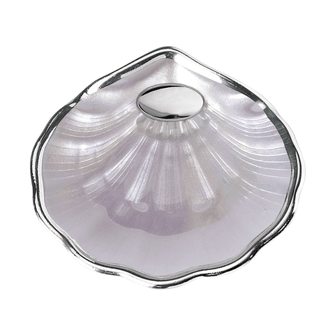Concha de bautismo de cristal nacar y baño plateado