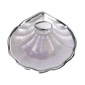 Concha de bautismo de cristal nacar y baño plateado