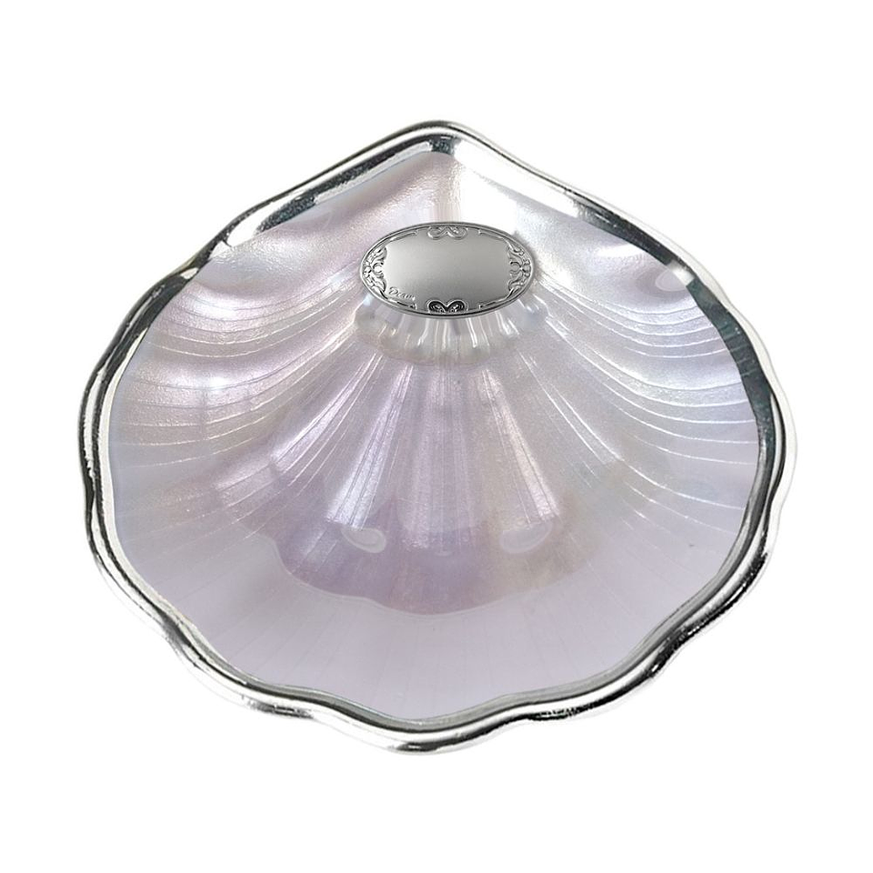 Concha de bautismo de cristal nacar y baño plateado 3