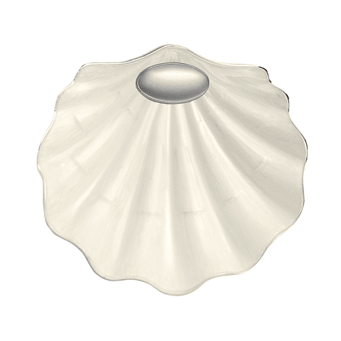 Concha de bautismo esmaltada y aplique en plata bilaminada