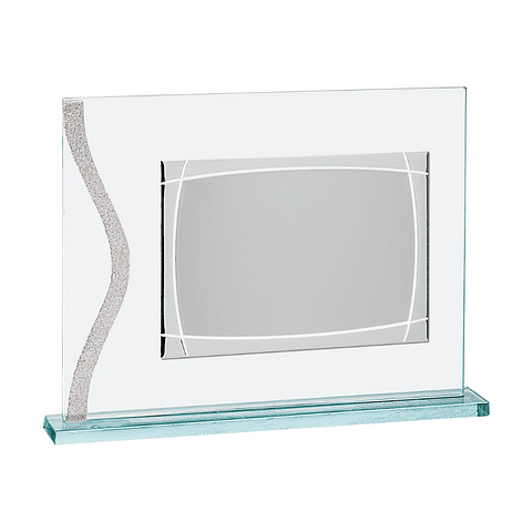 Placa de cristal con grabado y chapa de aluminio 
