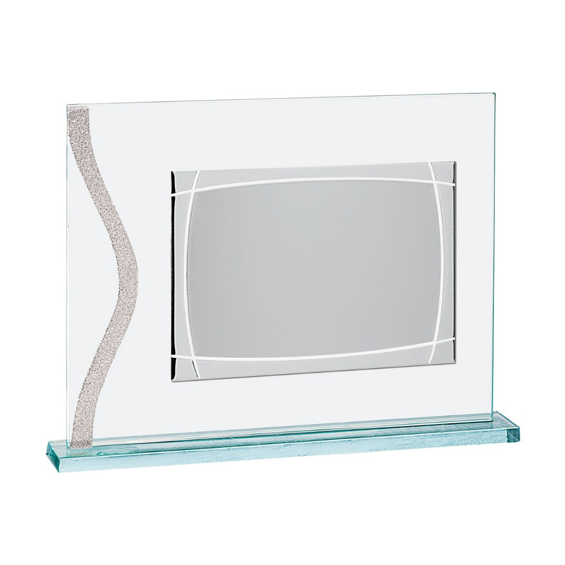 Placa de cristal con grabado y chapa de aluminio  1