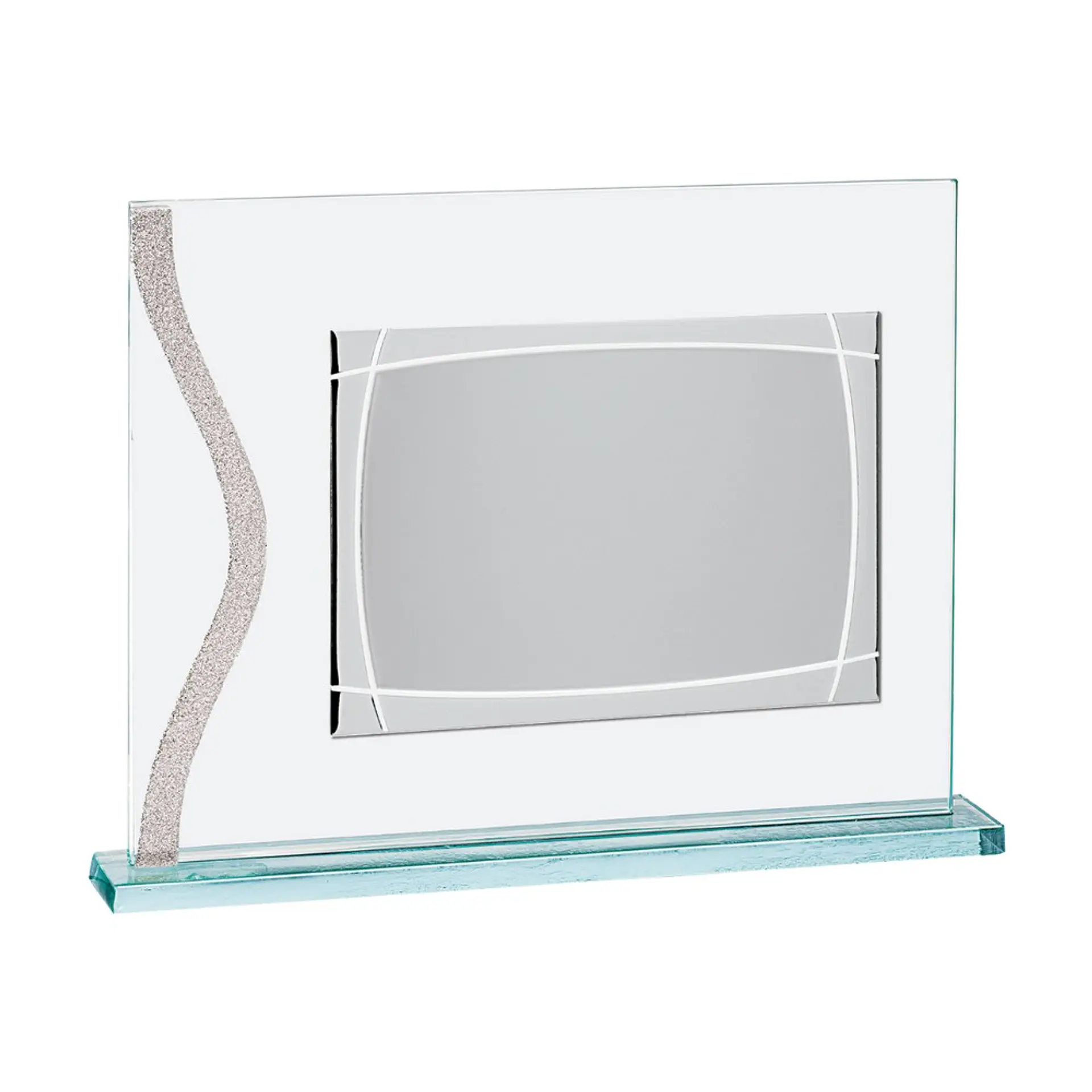 Placa de cristal con grabado y chapa de aluminio  1