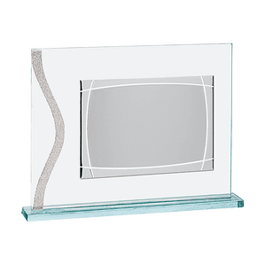 Placa de cristal con grabado y chapa de aluminio 