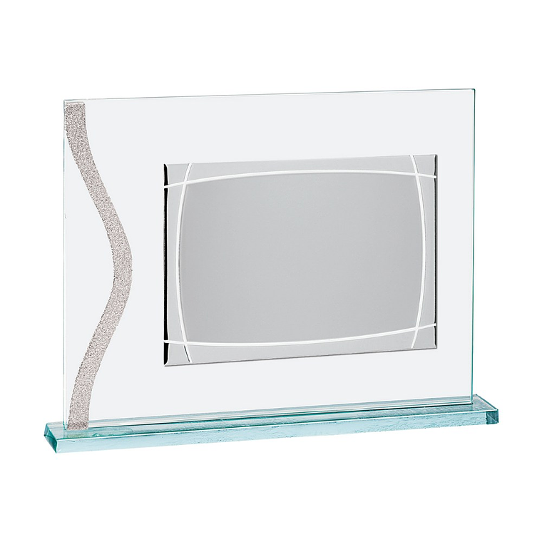 Placa de cristal con grabado y chapa de aluminio  1