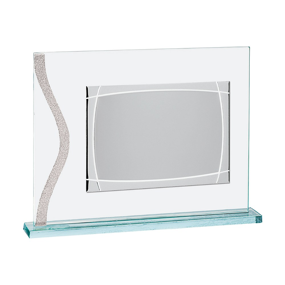 Placa de cristal con grabado y chapa de aluminio  1