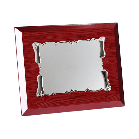 Placa de madera para dedicatoria y chapa de aluminio 