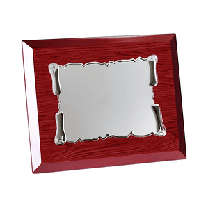 Placa de madera para dedicatoria y chapa de aluminio 