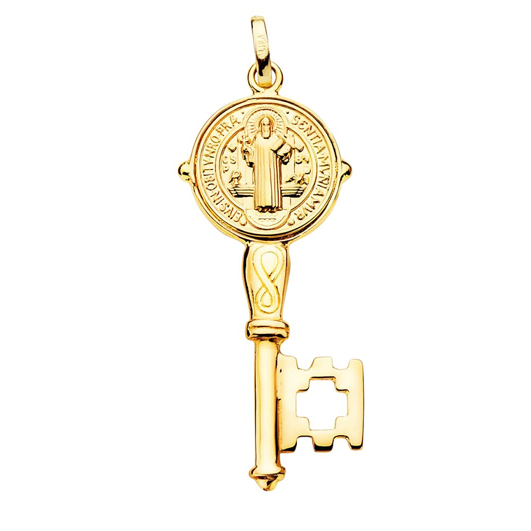 Llave de Oro amarillo 18k San Benito monje  1