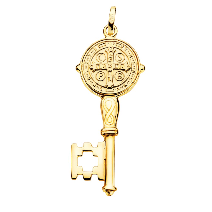 Llave de Oro amarillo 18k San Benito monje  2