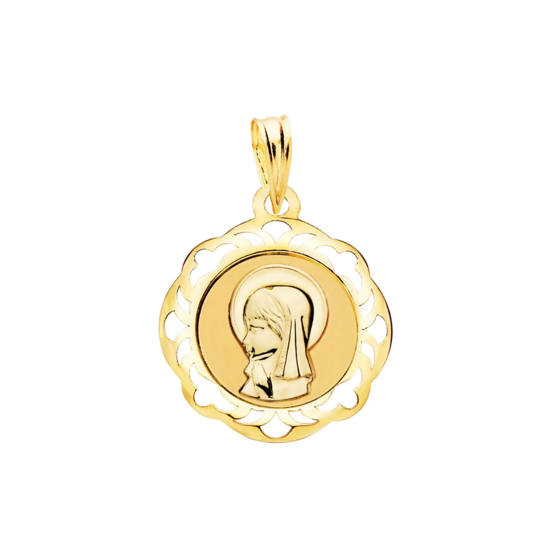 Medalla de Oro amarillo 18k Virgen niña  1