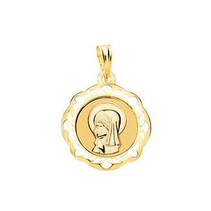 Medalla de Oro amarillo 18k Virgen niña 