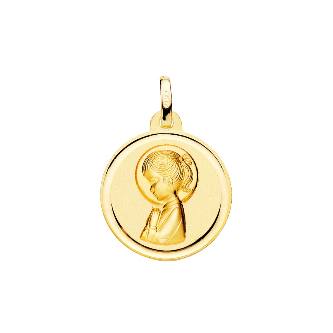 Medalla de Oro 18k Virgen niña lisa 1