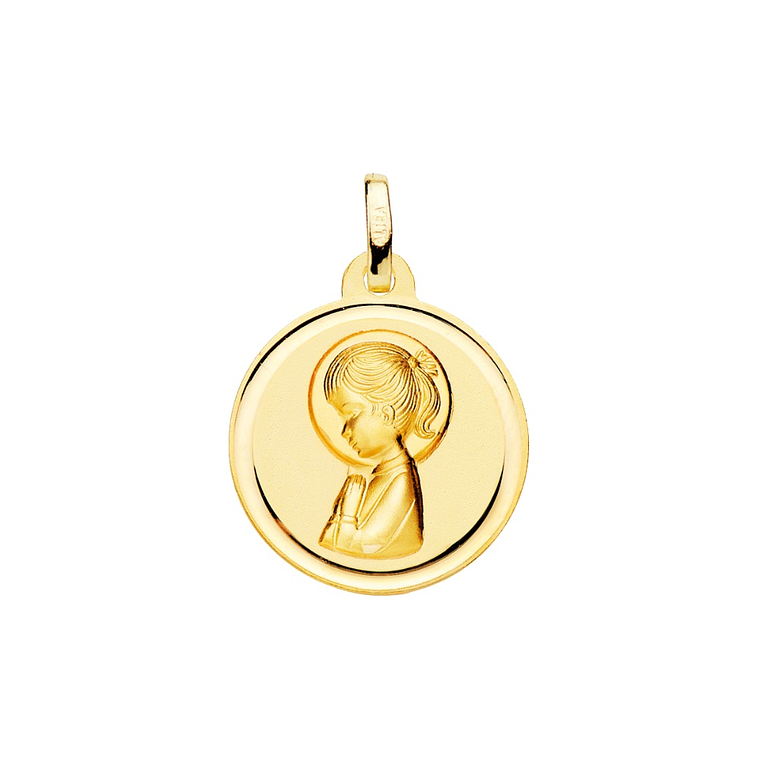 Medalla de Oro 18k Virgen niña lisa 1