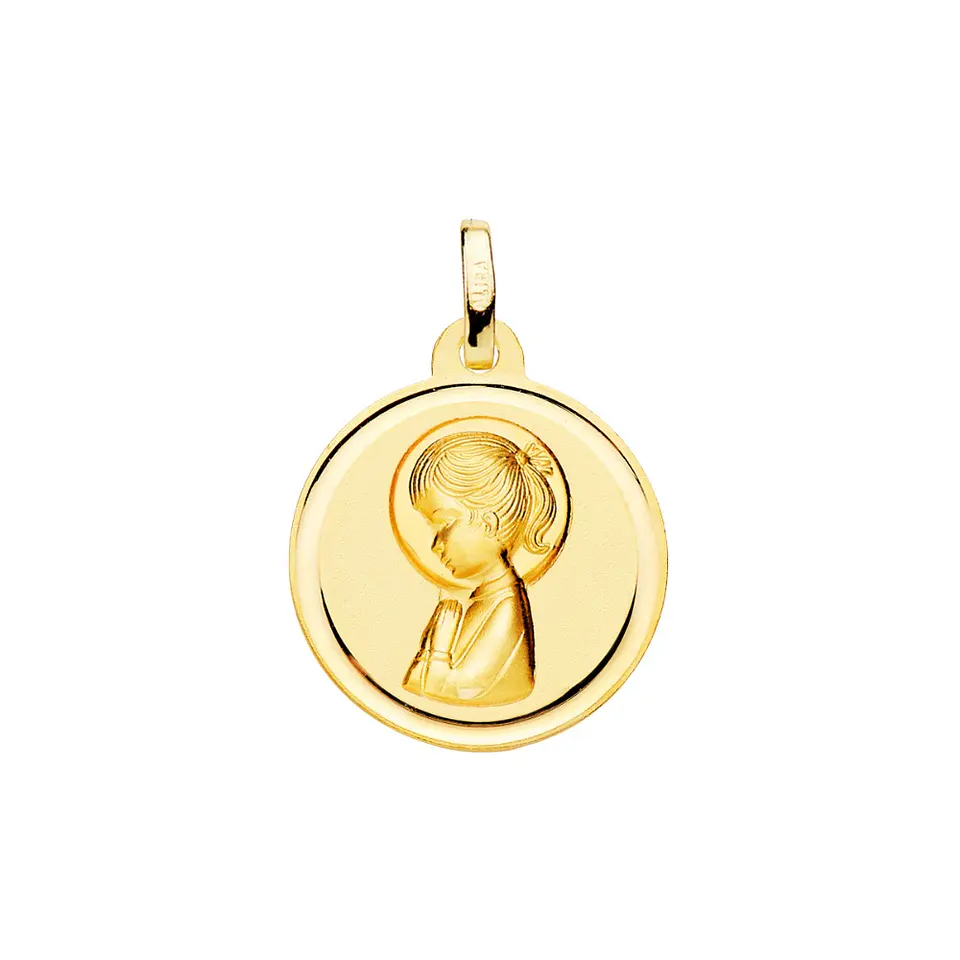 Medalla de Oro 18k Virgen niña lisa 1