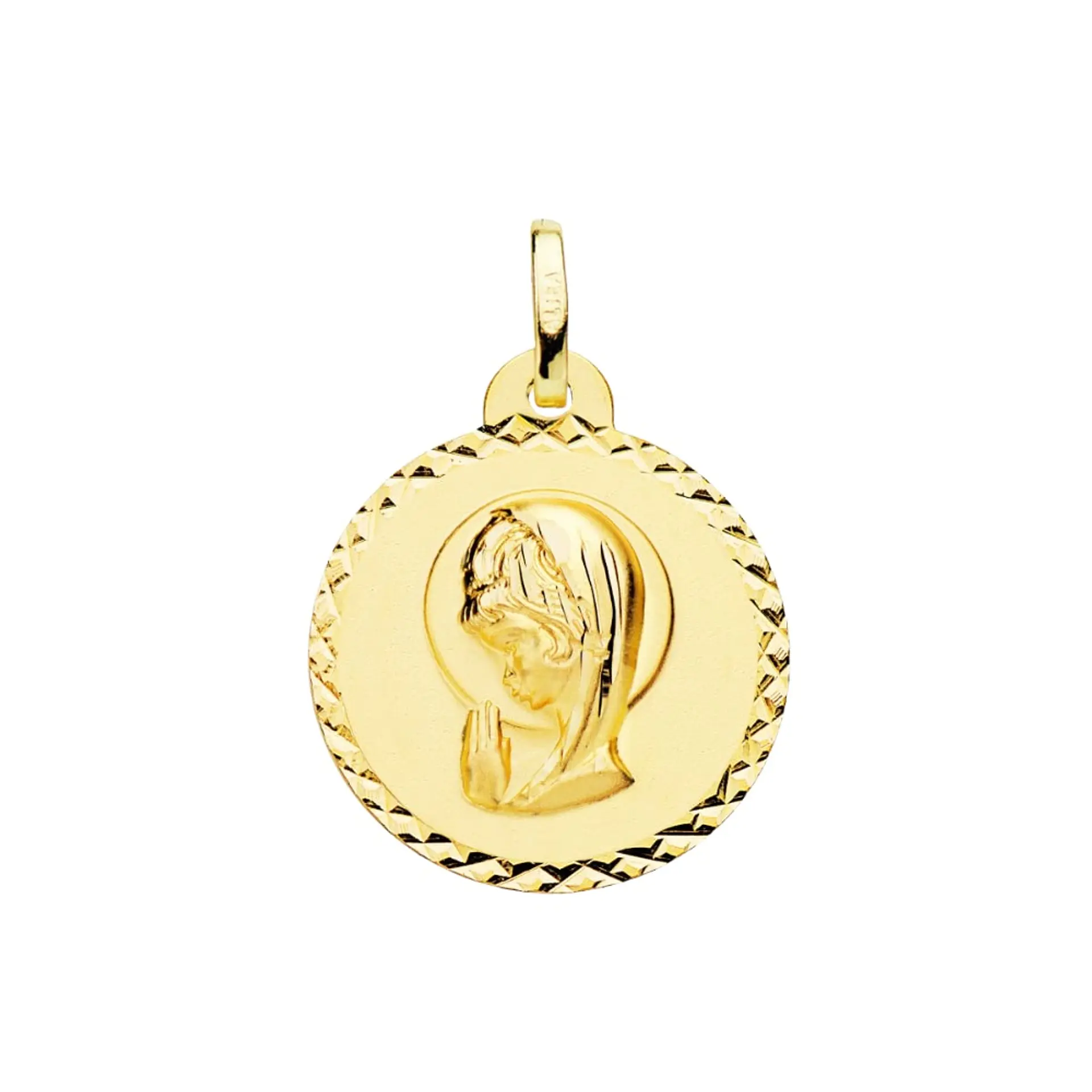 Medalla de Oro 18k Virgen niña de perfil  1