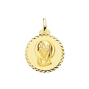 Medalla de Oro 18k Virgen niña de perfil 