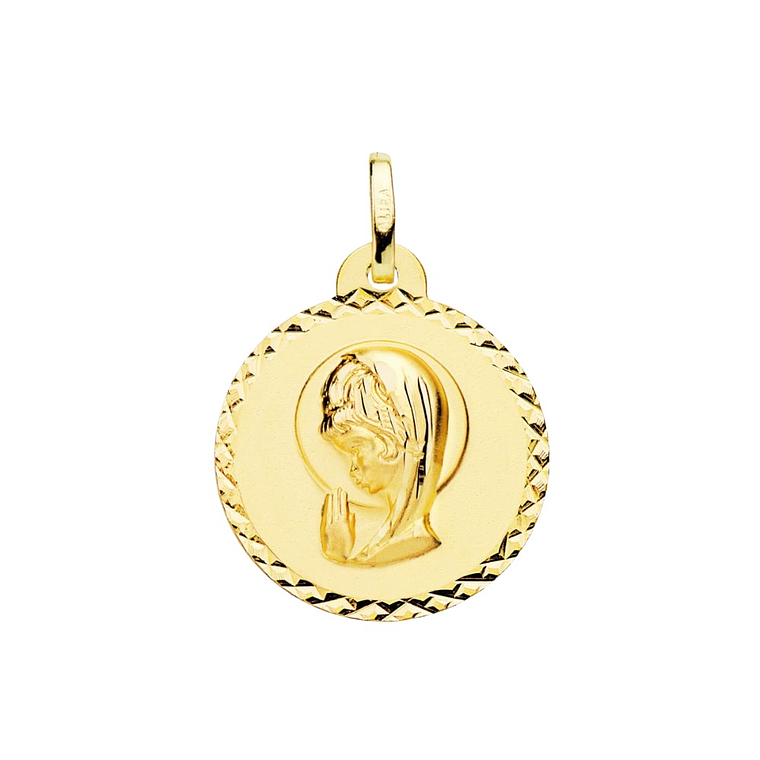 Medalla de Oro 18k Virgen niña de perfil  1