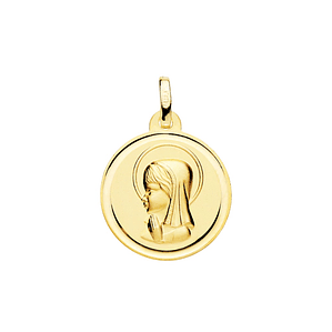 Medalla de Oro 18k Virgen niña bisel
